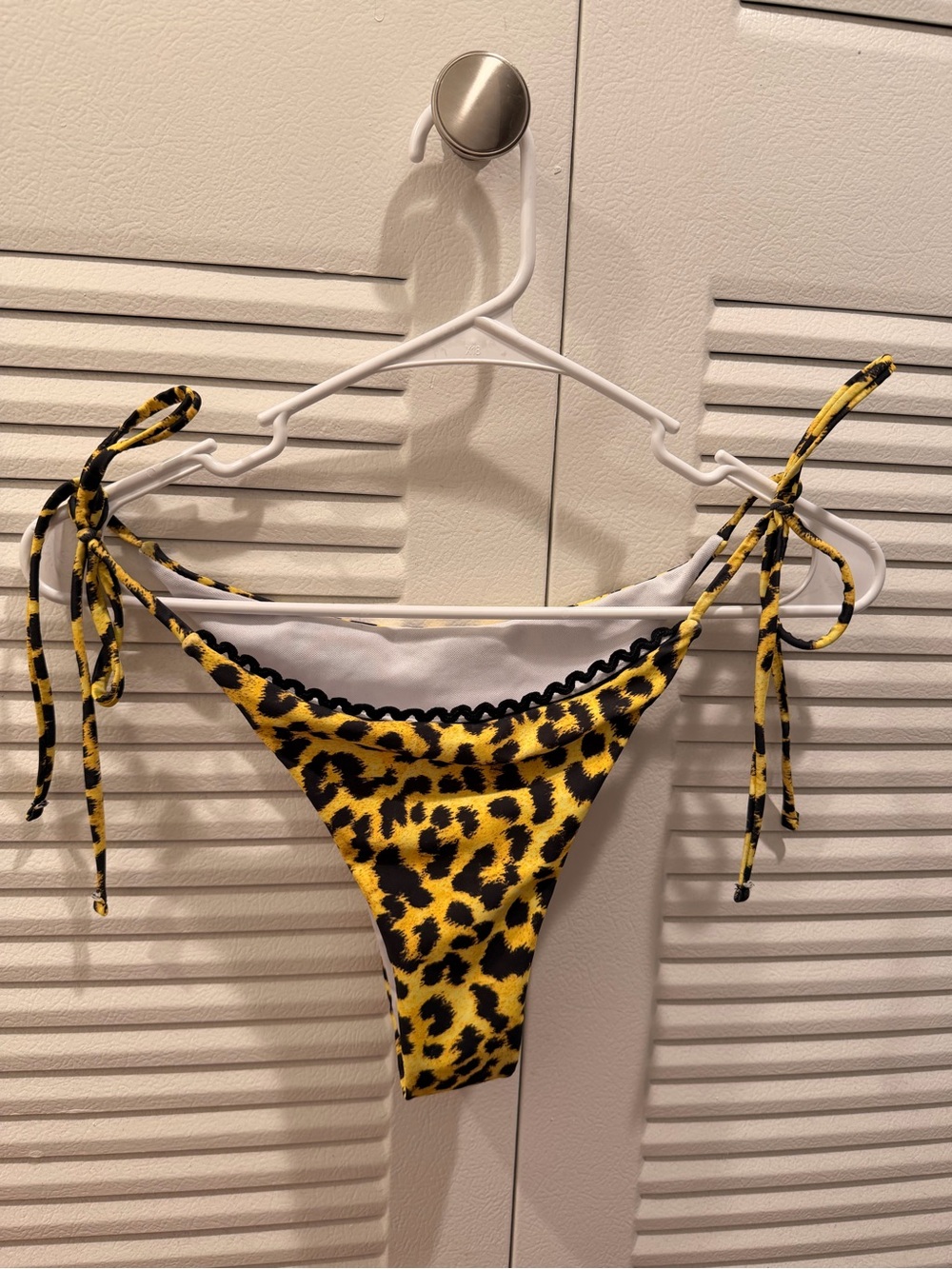 Tie-Side Leopard Print Bikini Bottom - Yellow